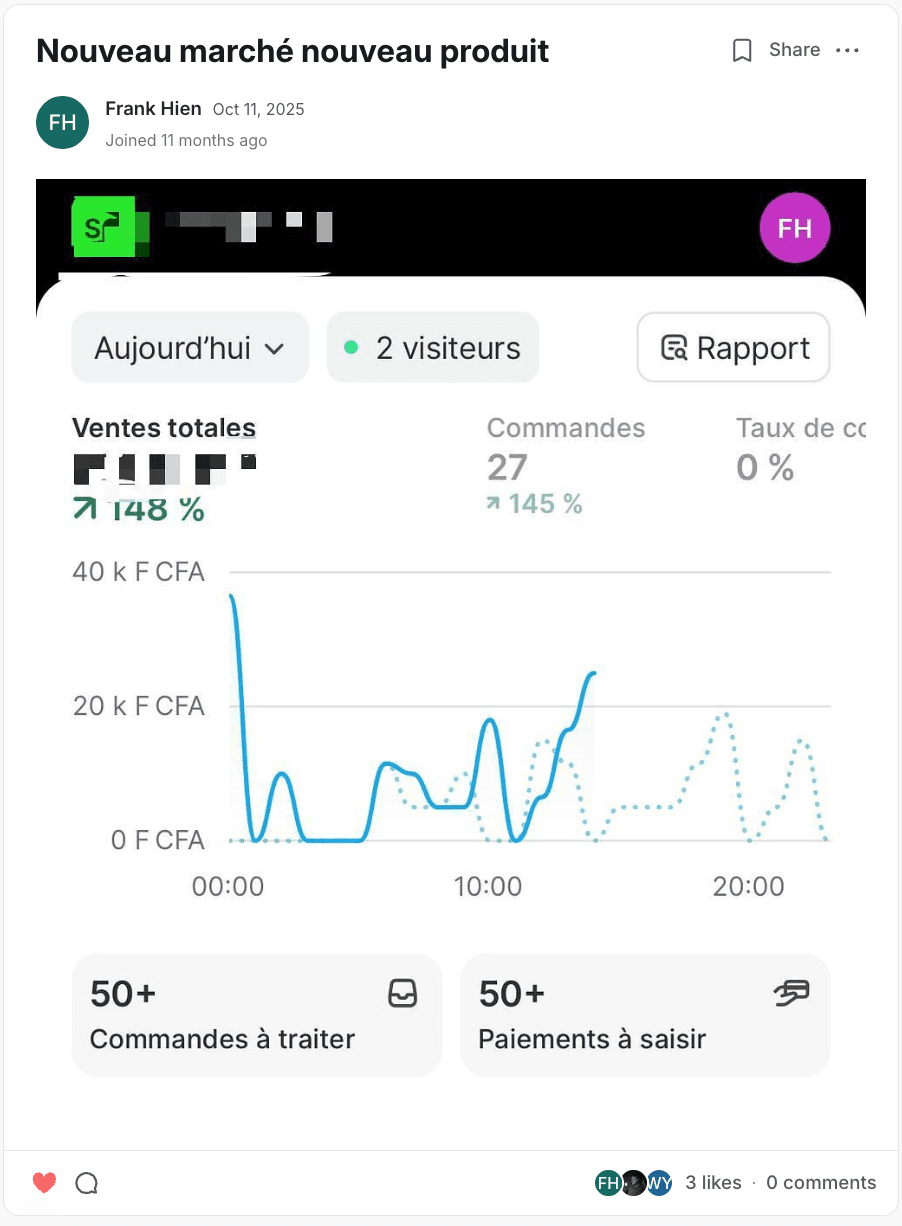 Résultat partagé par un membre du programme (capture 19)